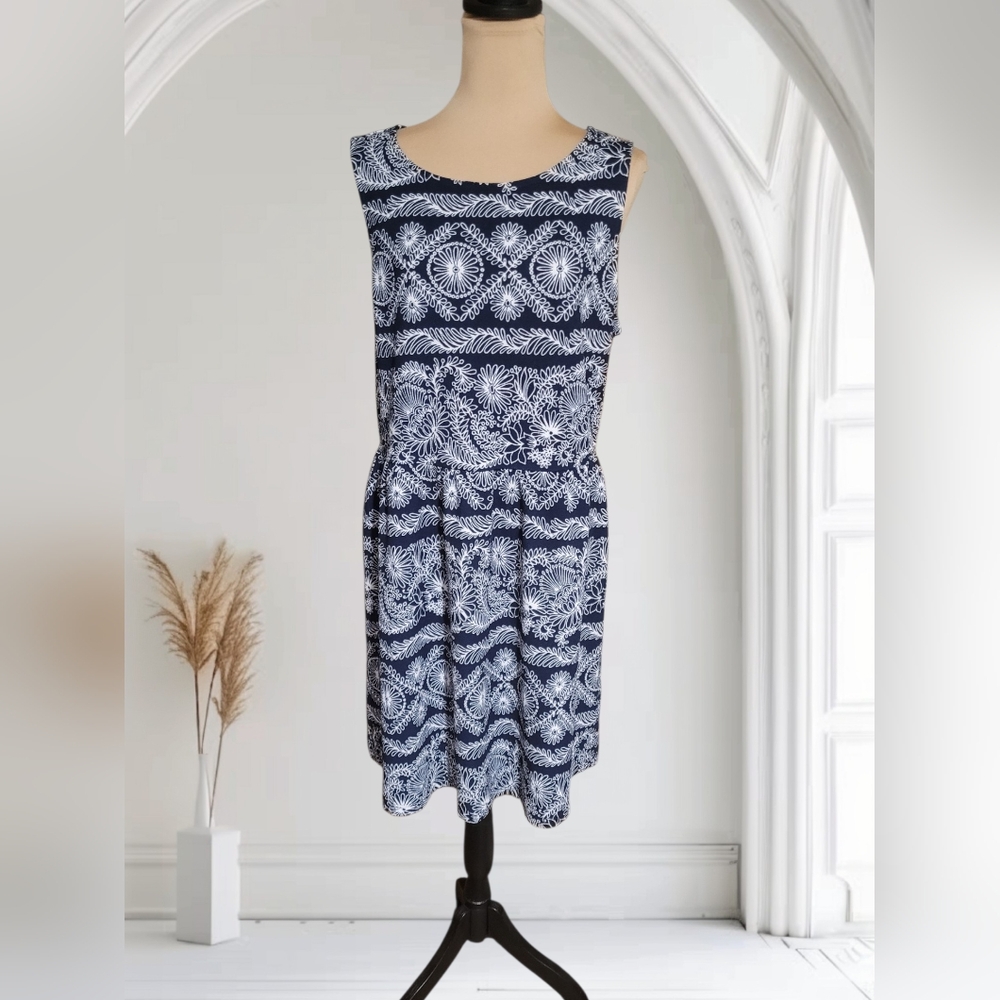 Joe Fresh Navy and White Dress